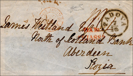 125 1854 - Fronte Di Lettera Con Bollo Di Arrivo Da Padova 7/10/1854 Per Aberdeen, Scozia. Bollo Di Tran... - Lombardo-Venetien