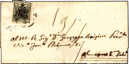 136 1857 - 10 Cent. Nero (2), Perfetto, Isolato Su Sovracoperta Di Lettera, Da Bergamo 16/3/1857 Ad Alme... - Lombardo-Venetien