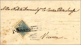 156 1853 - 45 Cent. Azzurro, Carta Costolata (17), Ampio Pli D'accordéon, Perfetto E Ben Marginato, Liev... - Lombardy-Venetia