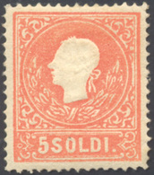 171 1858 - 5 Soldi Rosso, I Tipo (25), Gomma Originale, Perfetto E Ben Centrato. G.Bolaffi, A.Diena.... - Lombardo-Venetien