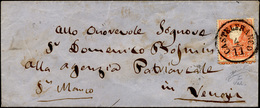 174 1858 - 5 Soldi Rosso, I Tipo, Formato Più Alto Per Salto Di Dentellatura E Principio Di Croce Di San... - Lombardo-Vénétie