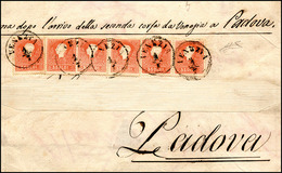 175 1859 - 5 Soldi Rosso, I Tipo (25), 6 Esemplari, Perfetti, Su Gran Parte Di Sovracoperta Di Lettera D... - Lombardy-Venetia
