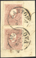 191 1859 - 10 Soldi Bruno, II Tipo (31), Coppia Con Entrambi Gli Esemplari Con Ampia Macchia Di Colore S... - Lombardo-Venetien