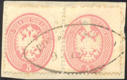 210 1863 - 5 Soldi Rosa, Dent. 14 (38), Due Esemplari, Uno Con Ampia Mancanza Di Stampa, Perfetti, Usati... - Lombardo-Venetien