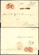 211 1863 - 5 Soldi Rosa, Dent. 14 (38), Due Esemplari Al Recto E Due Al Verso, Uno Danneggiato All'apert... - Lombardo-Venetien