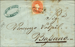232 1861 - 5 Soldi Rosso, Ritaglio Di Intero Postale (2), A Filo A Sinistra, Su Lettera Da Mestre 26/9/1... - Lombardo-Venetien