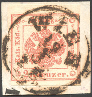 247 1859 - 2 Kr. Vermiglio (3), Perfetto, Usato Su Frammento A Vienna 12/3, In Austria. Bello E Raro! Ce... - Lombardo-Vénétie