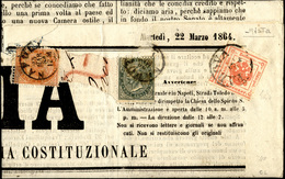 248 1864 - 2 Kr. Vermiglio (3), Un Margine Corto, Usato Su Giornale A Padova Il 3/4, Precedentemente Spe... - Lombardo-Venetien