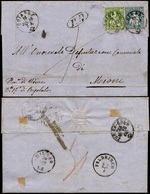 257 1866 - 10 R. Azzurro E 40 R. Verde Giallo, Un Angolo Arrotondato, Helvetia Seduta (36,39), Su Fresca... - Lombardo-Vénétie