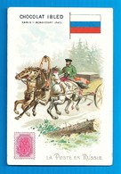 CHROMO..CHOCOLAT IBLED..LA POSTE EN RUSSIE....DRAPEAU...CHEVAL.ATTELAGE....CH 0002 - Ibled