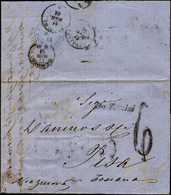 1186 INCOMING MAIL - TUNISI 1861 - Lettera Non Affrancata Da Tunisi 3/3/1861, Datario Azzurro Al Verso E ... - Other & Unclassified