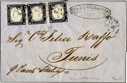 1204 1862 - 20 Cent. Indaco Con Riflessi Violacei (2a), Tre Esemplari, Uno Con Lieve Difetto, Su Lettera ... - Sonstige & Ohne Zuordnung