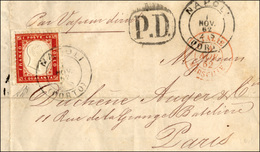 1209 1862 - 40 Cent. Rosso Carminio (3), Angolo Di Foglio, Perfetto, Su Sovracoperta Di Lettera Da Napoli... - Sonstige & Ohne Zuordnung