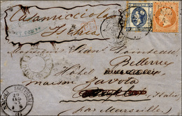 1228 1863 - 40 Cent. Napoleone Dentellato (Francia N.23), Su Sovracoperta Di Lettera Da Bordeaux 28/7/186... - Other & Unclassified