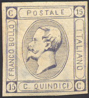 1229 1863 - 15 Cent. Grigio Ardesia, Falso Per Posta Di L'Aquila (F8), Pos. 4, Gomma Originale Integra, P... - Autres & Non Classés