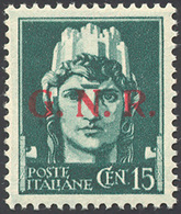 1892 1943 - 15 Cent. Soprastampa G.N.R. Del II Tipo Di Brescia (472/II), Posizione 1 Del Foglio, Gomma Or... - Sonstige & Ohne Zuordnung