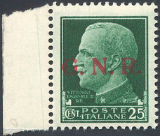 1894 1943 - 25 Cent. Imperiale, Soprastampa G.N.R. Del II Tipo Di Brescia (474/II), Posizione 1 Del Fogli... - Autres & Non Classés