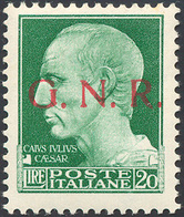 1901 1943 - 20 Lire Verde Giallo, Soprastampa G.N.R. Del I Tipo, Tiratura Di Brescia (487/I), Nuovo, Gomm... - Sonstige & Ohne Zuordnung