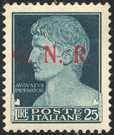 1905 1943 - 25 Lire Soprastampa G.N.R. Di Brescia, III Tipo (488/III), Gomma Originale Integra, Perfetto.... - Autres & Non Classés