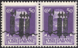 1911 1944 - 50 Cent. Soprastampato Fascetto In Nero, Tripla Soprastampa (493CA), Coppia, Gomma Originale ... - Sonstige & Ohne Zuordnung