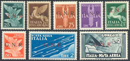 1920 1943 - Serie Completa, Soprastampati G.N.R. Del I Tipo Di Brescia (117/I-125/I), Nuovi, Gomma Origin... - Luftpost