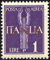 1924 1944 - 1 Lira Soprastampa G.N.R. Rossa (121A), Gomma Integra, Perfetto. Raybaudi, Cert. Wolf.... - Poste Aérienne