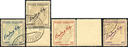 1978 1943 - Badoglio, Senza Filigrana, Serie Completa (515F/515I), Usati, Salvo Il 50 Cent. Rosso Con Gom... - Autres & Non Classés