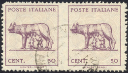 1979 1943 - 50 Cent. Lupa, Coppia Orizzontale Non Dentellata Al Centro (515s), Usata, Perfetta. Chiavarel... - Sonstige & Ohne Zuordnung