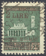 1982 1945 - 2 Lire Su 25 Cent. Verde, Soprastampa In Rosso Bruno (525A), Usato, Perfetto, Annullo Origina... - Sonstige & Ohne Zuordnung