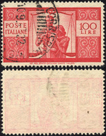 2005 1946 - 100 Lire Democratica (565), Decalco Da Appoggio Leggero Ma Completo, Usato, Perfetto.... - Autres & Non Classés