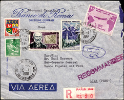 2043 1961 - 205 Lire Gronchi Rosa (921), Perfetti, In Affrancatura Mista Con Francobolli Francesi, Su Aer... - Autres & Non Classés