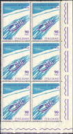 2047 1966 - 90 Lire Campionati Di Bob (1013), Colori Fuori Registro, Blocco Di 6, Angolo Di Foglio, Gomma... - Autres & Non Classés