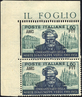2100 1951 - 60 Lire Verdi, Doppia Dentellatura Su Tre Lati (137af), In Coppia Con Il Normale, Angolo Di F... - Other & Unclassified