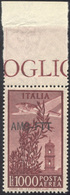 2103 POSTA AEREA 1952 - 1000 Lire Campidoglio, Filigrana Ruota II, Pos. SB (Sass. Spec. 30/SB), Bordo Di ... - Other & Unclassified