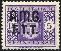 2109 SEGNATASSE 1947 - 5 Lire, Senza Filigrana (4A), Gomma Originale, Perfetto. Raro.... - Sonstige & Ohne Zuordnung