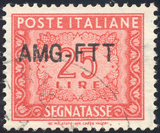 2112 SEGNATASSE 1954 - 25 Lire, Nuovo Tipo Di Soprastampa (25A), Usato, Perfetto. Non Comune!... - Other & Unclassified