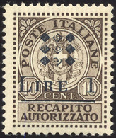 2124 GUIDIZZOLO 1945 - 1 Lire Su 10 Cent. (1), Gomma Integra, Perfetto. Raybaudi.... - Non Classés