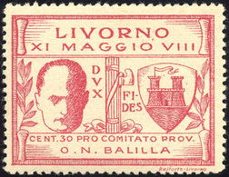 2128 LIVORNO 1930 - 30 Cent. Rosa Lilla Mussolini (1), Gomma Integra, Perfetto, Bello.... - Ohne Zuordnung