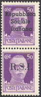 2129 TERAMO 1944 - 50 Cent. Violetto Imperiale, Coppia Verticale, Saggio Con L'esemplare Superiore Con So... - Ohne Zuordnung