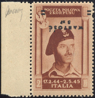 2164 POSTA AEREA 1946 - 5 Z. Su 2 Z. Soprastampa Capovolta (1b), Bordo Di Foglio, Gomma Integra, Perfetto... - 1946-47 Zeitraum Corpo Polacco