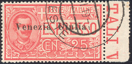 2193 VENEZIA GIULIA ESPRESSI 1919 - 25 Cent. Con Soprastampa Di Tipo Diverso (2), Bordo Di Foglio, Usato,... - Autres & Non Classés