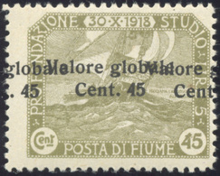 2216 FIUME 1920 - 45 Cent. Doppia Soprastampa "Valore Globale" Modificata (112a), Gomma Originale, Perfet... - Sonstige & Ohne Zuordnung