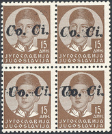 2242 LUBIANA 1941 - 15 D., Soprastampa "CoCi" A Mano  (13A), Blocco Di Quattro, Gomma Originale Integra, ... - Sonstige & Ohne Zuordnung