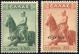 2255 CORFU' 1941 - 1,50 E 30 D. Monumento Equestre Soprastampati (32/33), Gomma Integra, Perfetti.... - Autres & Non Classés