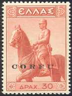 2257 CORFU' 1941 - 30 D. Monumento Equestre, Soprastampato, Varietà Lettera "O" Rotta (33), Gomma Origina... - Other & Unclassified