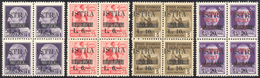 2291 ISTRIA E LIT. SLOVENO 1945 - Soprastampati Con Nuovo Valore (37/40), Blocchi Di Quattro, Gomma Origi... - Other & Unclassified