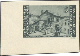 2304 LITORALE SLOVENO 1946 - 5 Lire, Tiratura Di Zagabria, Non Dentellato (57a) Angolo Di Foglio, Gomma O... - Autres & Non Classés