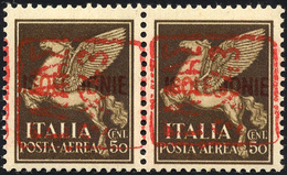 2308 ZANTE POSTA AEREA 1943 - 50 Cent. Soprastampa Rossa Coricata (2c), Coppia, Gomma Originale Integra, ... - Sonstige & Ohne Zuordnung