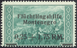 2309 MONTENEGRO 1944 - 0,25 + 1,75 Rm. Su 2 Lire (20), Esemplare Più Piccolo Per Ampio Salto Di Dentellat... - Sonstige & Ohne Zuordnung