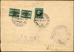 2312 LUBIANA SEGNATASSE 1945 - 25 Cent. Segnatasse Soprastampato (4), Coppia, 10 Cent. Marca Da Bollo Sop... - Autres & Non Classés